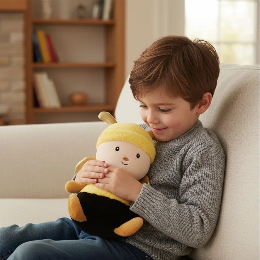 Peluche abeja bebé en brazos