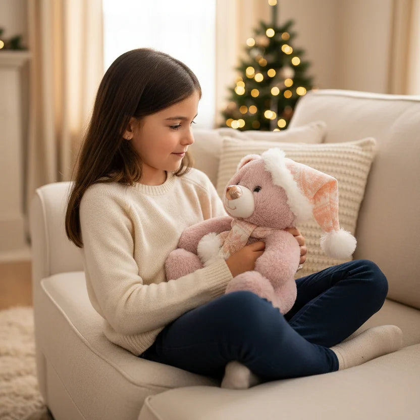 Peluche oso rosa para regalo navideño
