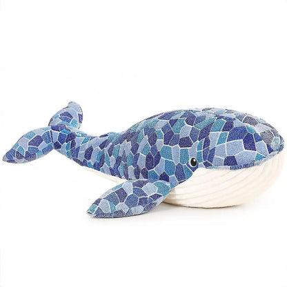 Ballena de peluche azul con tacto suave