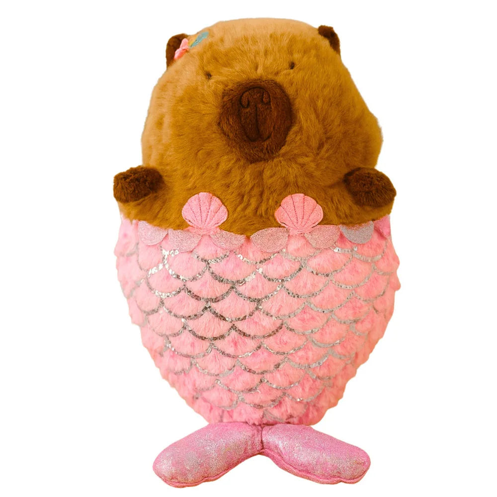 Capibara de peluche con cola de sirena