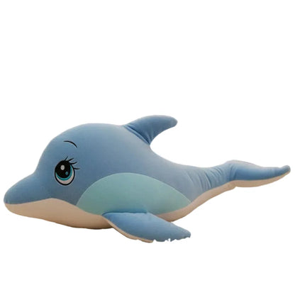Delfín de peluche azul y tierno