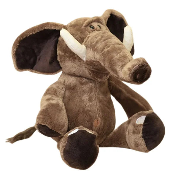 Elefante de peluche marrón y tierno
