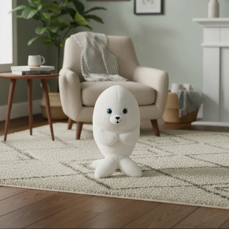 Foca de peluche blanca para niños