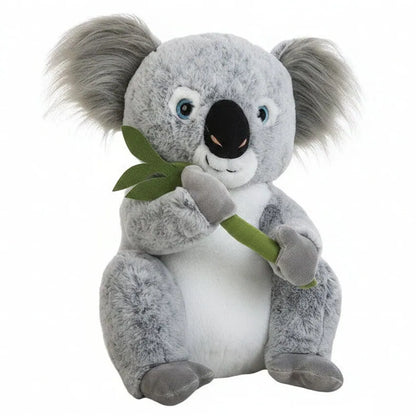 Koala de peluche con hojas