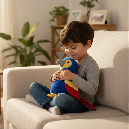 loro de peluche azul