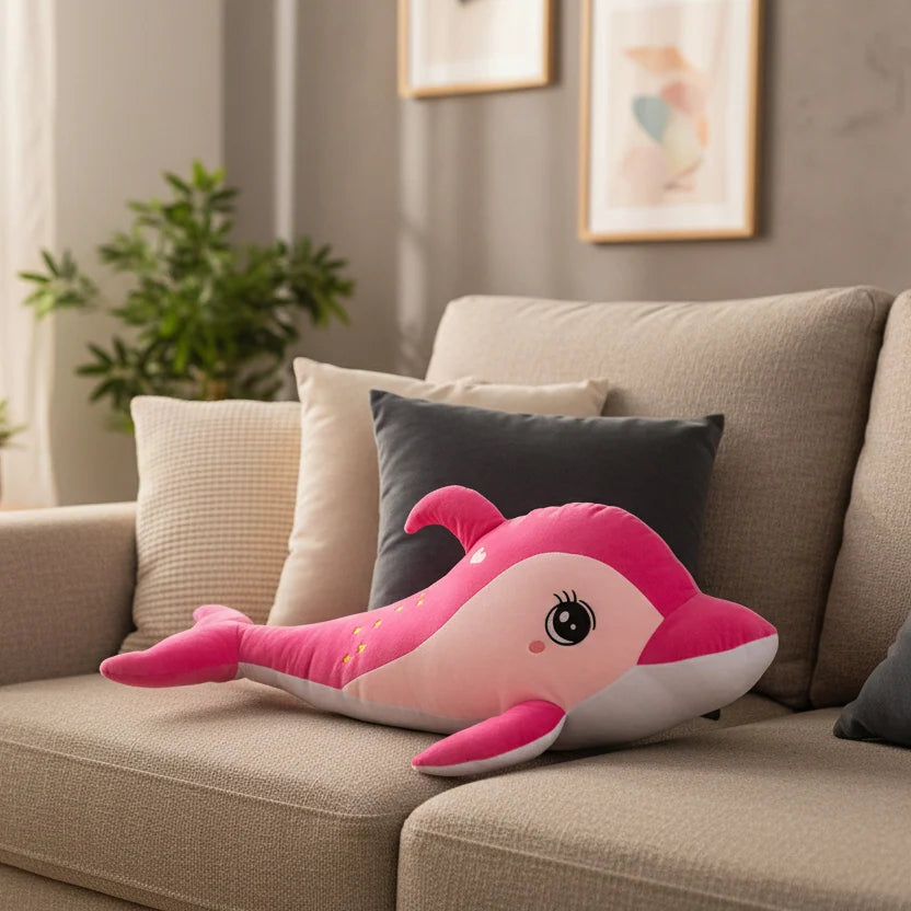 Peluche delfín rosa decorativo para habitación infantil