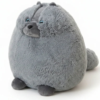 Peluche gato redondo gris