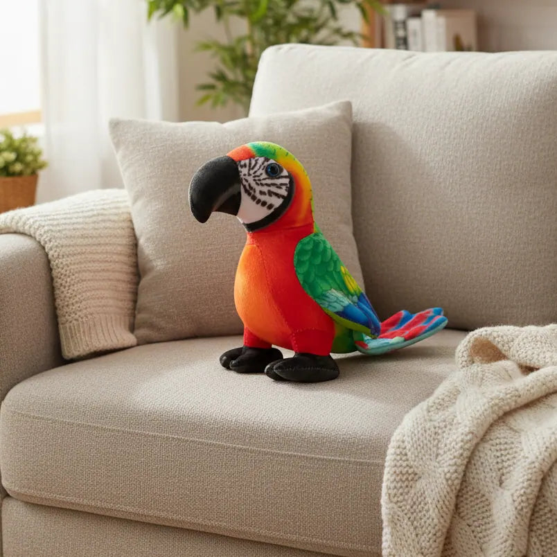 Peluche loro decorativo de estilo tropical
