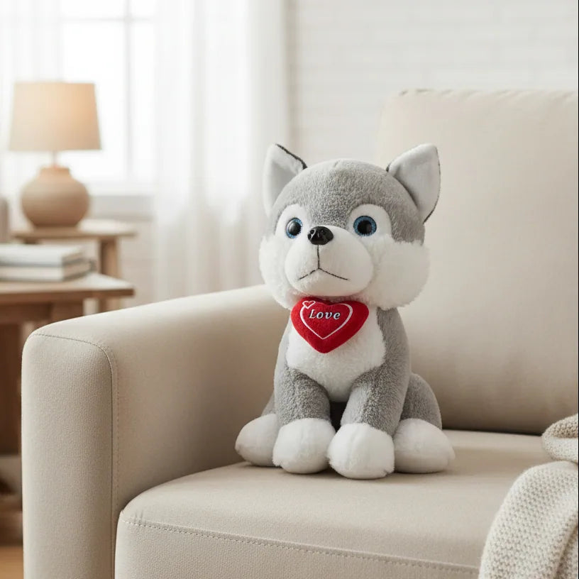 Peluche perro husky romántico