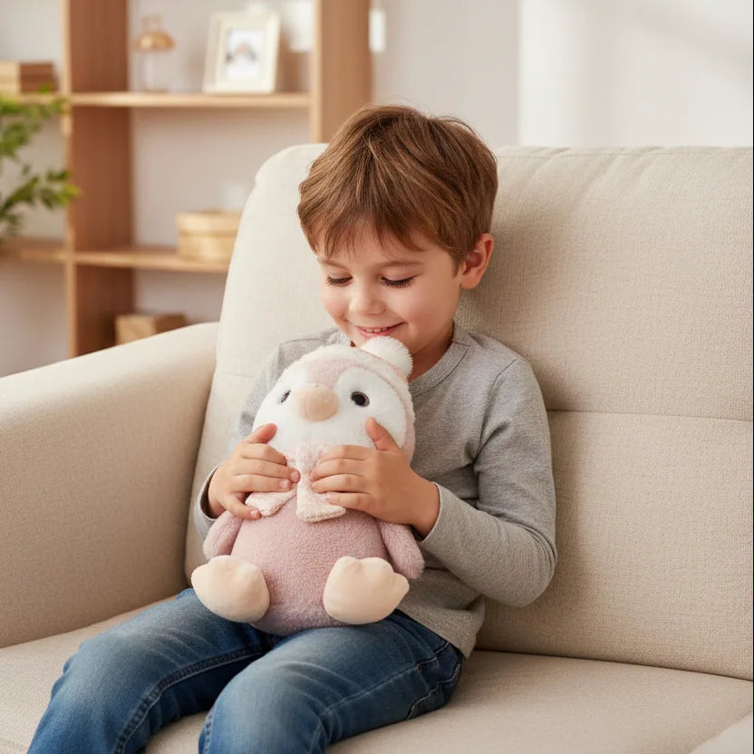 Peluche pingüino rosa para niños
