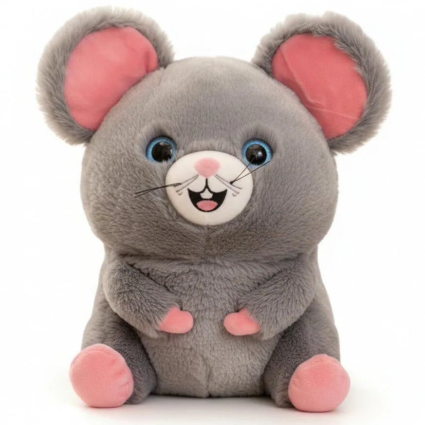Peluche ratoncito gris suave