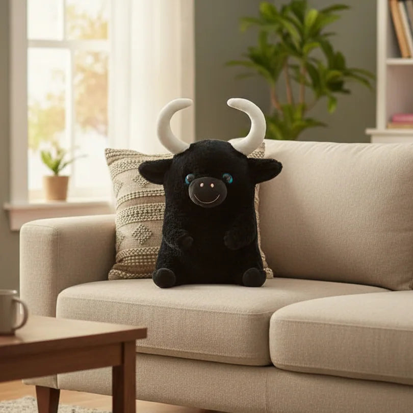 peluche toro negro suave