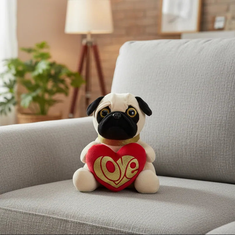 Peluche Pug Corazón – 25cm