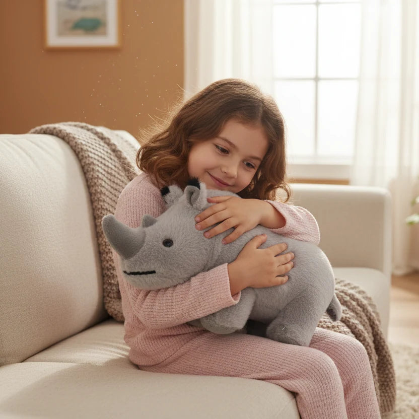 rinoceronte de peluche gris
